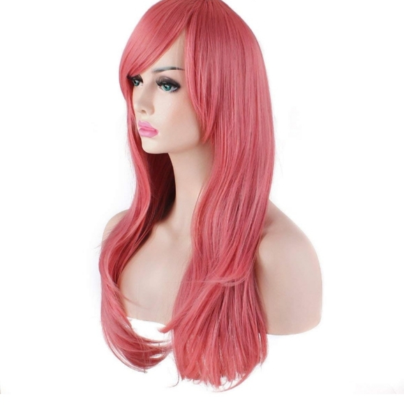 Akstore 28" 70cm Fashion Wigs Long Wavy Curly Hair Cosplay Wig & Wig Cap (Pink) - Picture 4 of 7